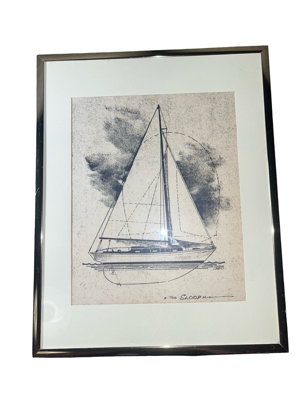 Vintage Charles E. Martin “The Sloop Rig” Sailboat Print | Framed Nautical Art